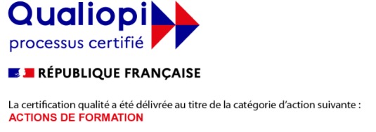 Qualiopi, processus certifié, République française. La certification qualité a été délivrée au titre de la catégorie d'action suivante : actions de formation.